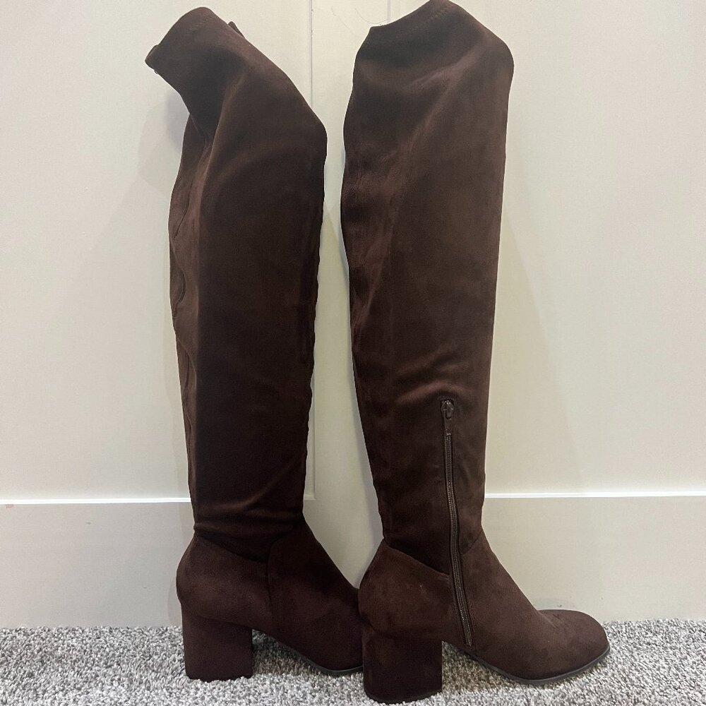 Brown Suede Knee High Boots